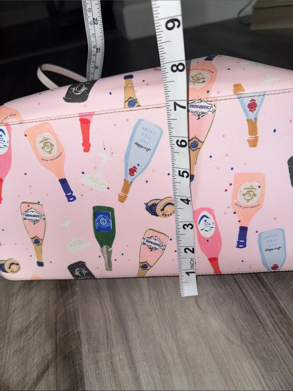 Kate Spade Shore Street Margareta tote bag purse pink champagne bottles designer